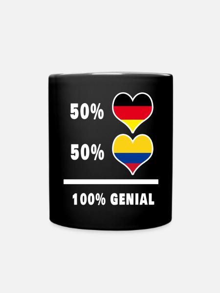 Deutschland und Kolumbien 100% Genial / Geschenk - Tasse einfarbig - Schwarz