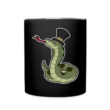 Schlange Gentleman Zylinder - Tasse einfarbig - Schwarz - Vorne