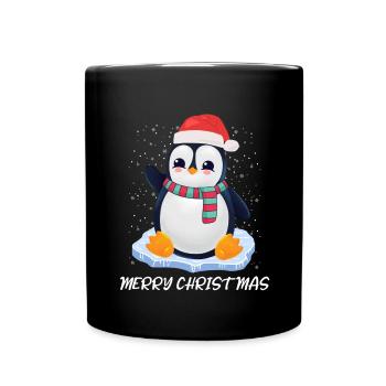 Pinguin Merry Christmas - Tasse einfarbig - Schwarz - Vorne