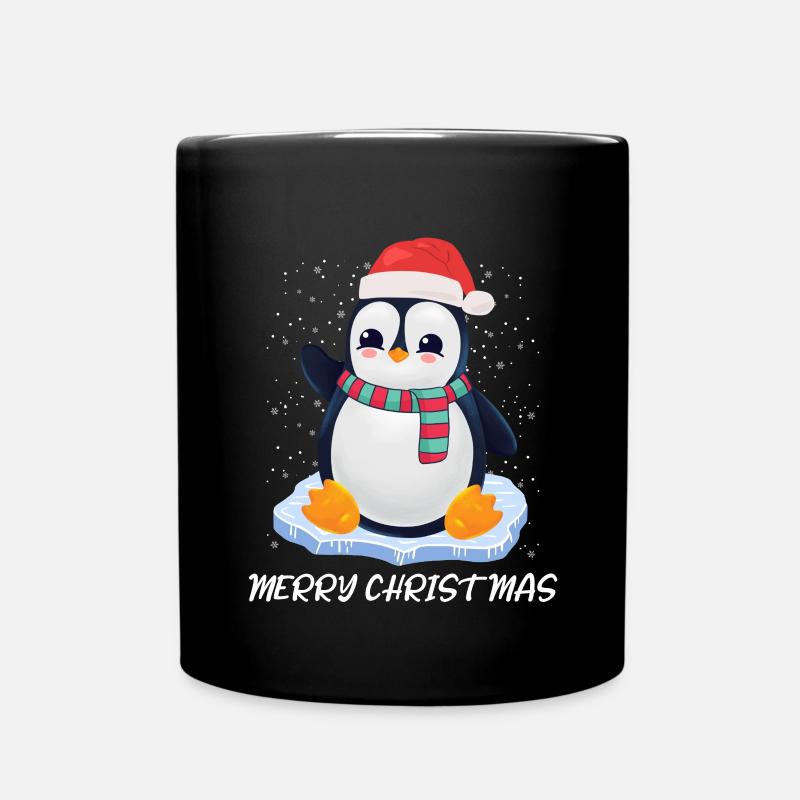 Pinguin Merry Christmas - Tasse einfarbig - Schwarz
