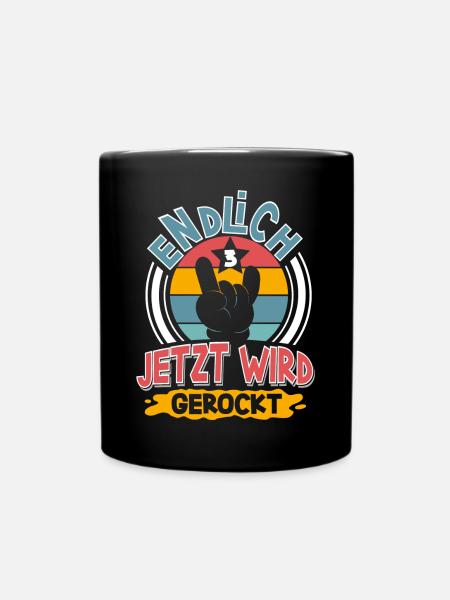 3. Geburtstag Endlich 3 Jetzt Wird Gerockt - Tasse einfarbig - Schwarz