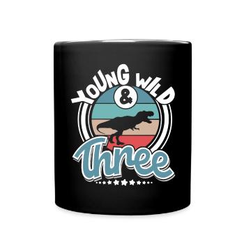 3 Jahre Kindergeburtstag Dino Dinosaurier - Tasse einfarbig - Schwarz - Vorne