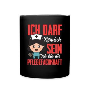 Krankenpflege Pflegerin Pflegedienst - Tasse einfarbig - Schwarz - Vorne