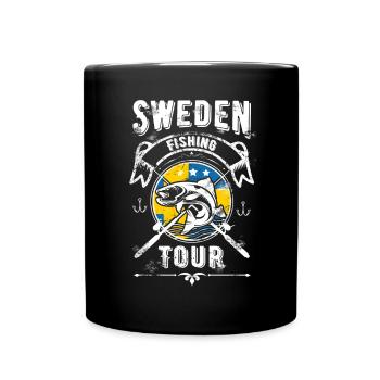 Schweden Fishing Tour Angel Tour - Tasse einfarbig - Schwarz - Vorne