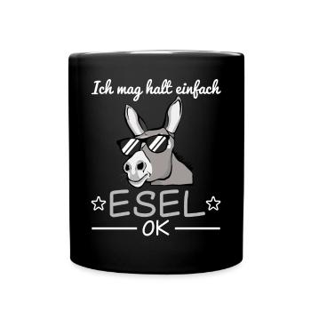 Esel Sonnenbrille Lustiger Spruch Geschenkidee - Tasse einfarbig - Schwarz - Vorne