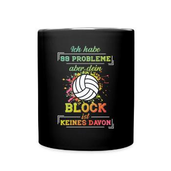 Volleyball Netz Spruch, Volleyball Geschenk - Tasse einfarbig - Schwarz - Vorne