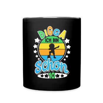 Digga Ich Bin Schon 10 Fußball Dabbing - Tasse einfarbig - Schwarz - Vorne