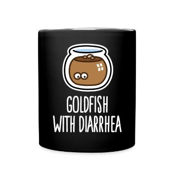 Lustiger Tierarzt Goldfisch mit Durchfall Cartoon - Tasse einfarbig - Schwarz - Vorne