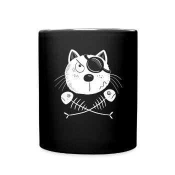 Drôle de chat pirate - Mug uni - noir - Devant