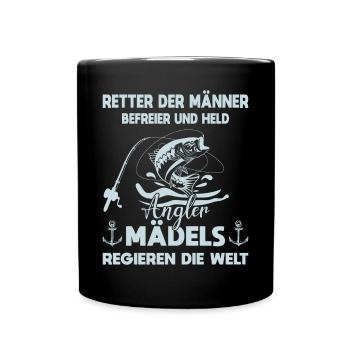 Angeln Fischen Sportfischer Angler Frauen Damen - Tasse einfarbig - Schwarz - Vorne