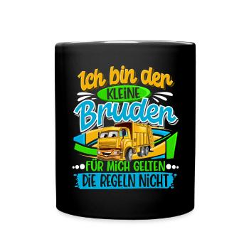 Müllabfuhr Müllauto Kleiner Bruder - Tasse einfarbig - Schwarz - Vorne