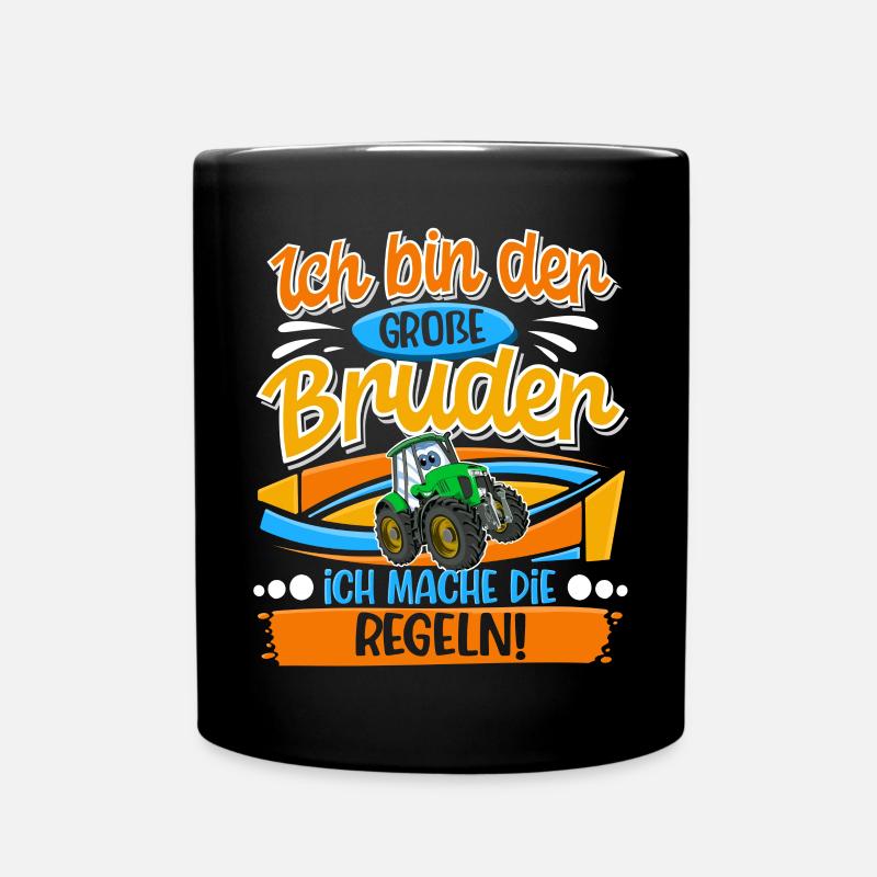 Traktor Großer Bruder - Tasse einfarbig - Schwarz