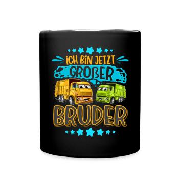 Müllauto Großer Bruder - Tasse einfarbig - Schwarz - Vorne