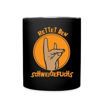 Schweigefuchs Leisefuchs Geschenkidee Geschenk - Tasse einfarbig - Schwarz - Vorne