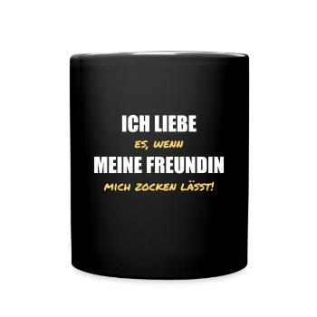 Ich liebe es wenn meine Freundin mich zocken lässt - Tasse einfarbig - Schwarz - Vorne