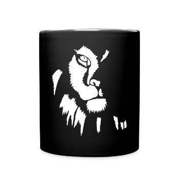 Weißer Löwe im Schatten - Tasse einfarbig - Schwarz - Vorne