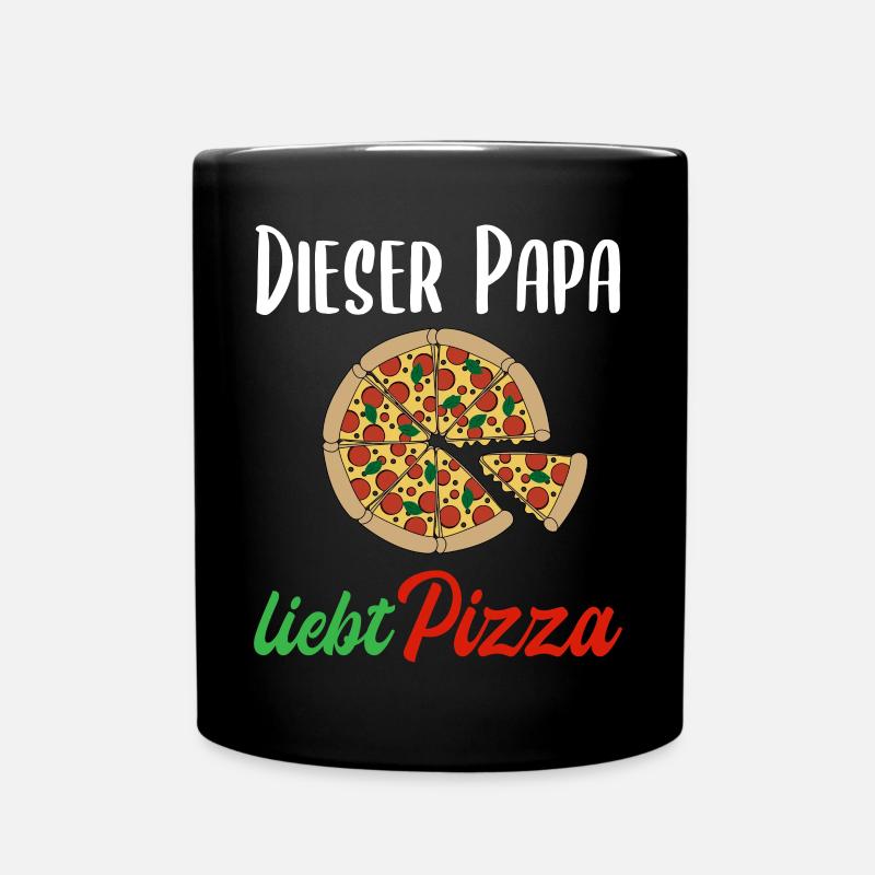 Pizza Papa Spruch Italien Essen Herren Geschenk - Tasse einfarbig - Schwarz