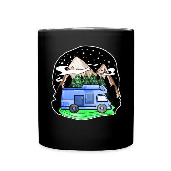 Wohnmobil Berg Berge Camping Camper - Tasse einfarbig - Schwarz - Vorne