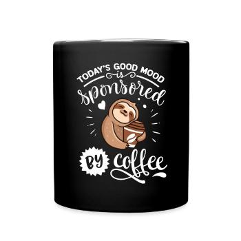 Coffee Sloth Good Mood Shirt - Full Colour Mug - black - Front