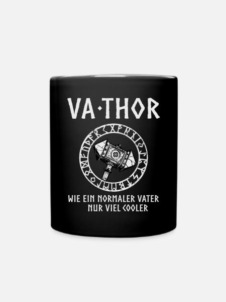 Vathor Va-Thor Vater Thor Hammer Viking Dad Papa - Tasse einfarbig - Schwarz