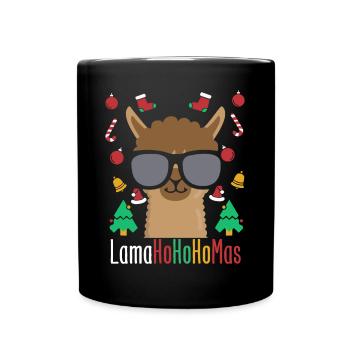 Weihnachten Tier Lama Lover Geschenk - Tasse einfarbig - Schwarz - Vorne