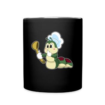 Raupe Koch Kochlöffel Kochen - Tasse einfarbig - Schwarz - Vorne