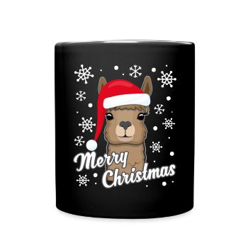 Lama Alpaka Weihnachten Tiere Geschenk Idee - Tasse einfarbig - Schwarz - Vorne