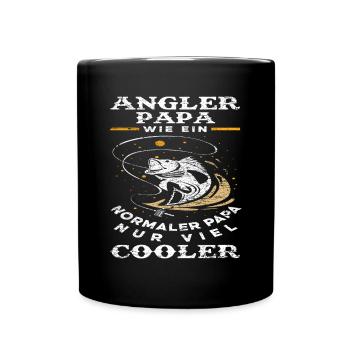 Angeln Papa Angler - Tasse einfarbig - Schwarz - Vorne
