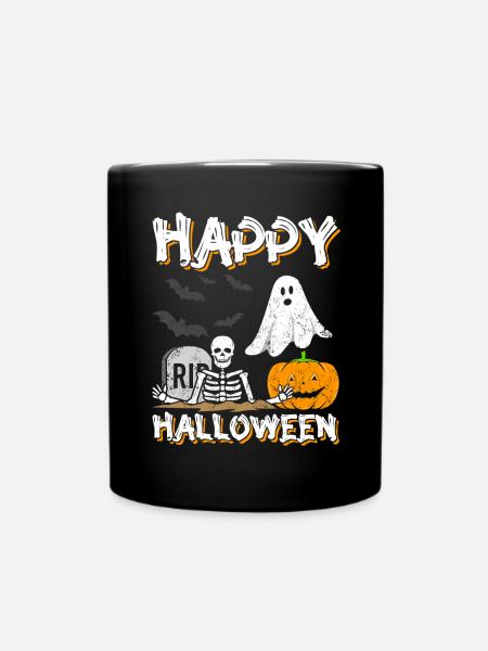 Happy Halloween - Ensfarvet krus - sort