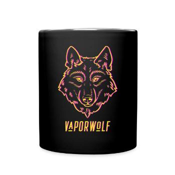 Vaporwave Aesthetic Wolf Retro Glitch Vaporwolf - Full Colour Mug - black - Front