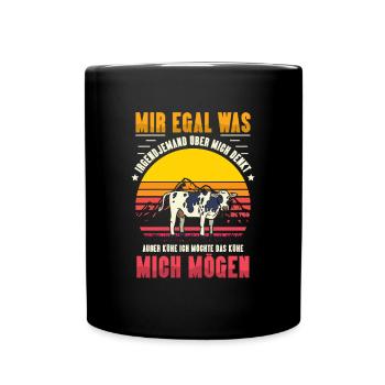Ich möchte das Kühe mich mögen Landwirt Bauer - Tasse einfarbig - Schwarz - Vorne