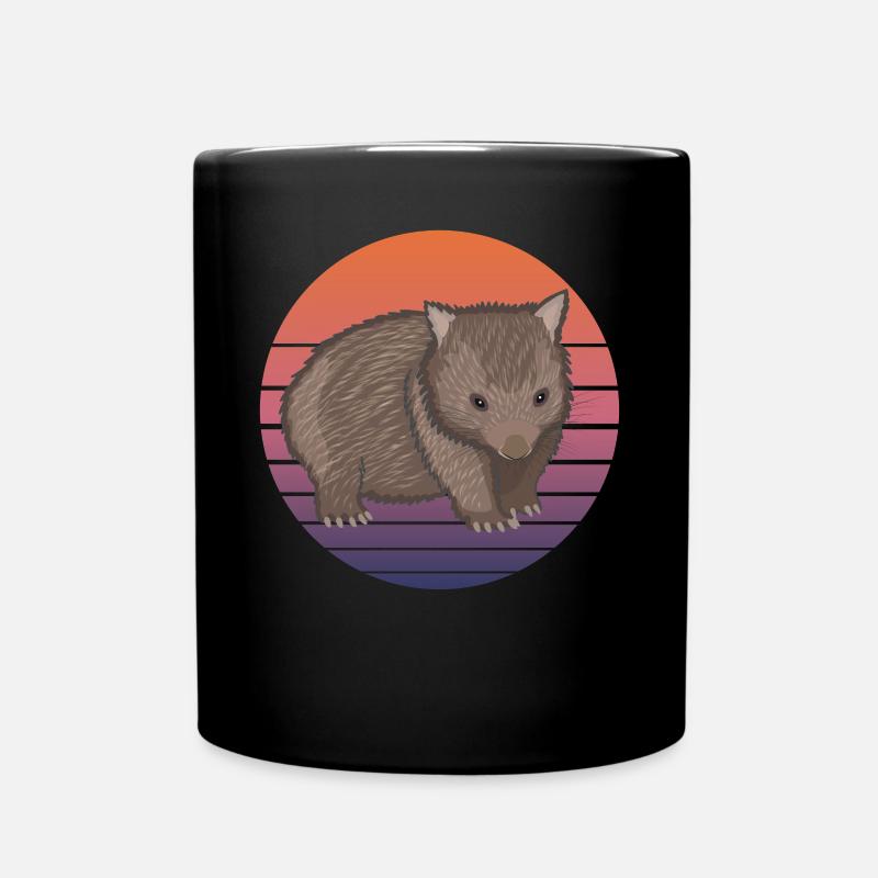 Wombat Beuteltier Australien Tier Retro Geschenk - Tasse einfarbig - Schwarz