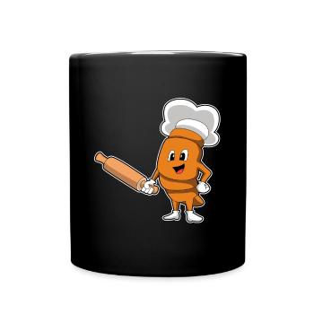 Rouleau à pâtisserie de pain - Mug uni - noir - Devant