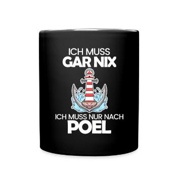 Poel Ostsee Urlaub Anker - Tasse einfarbig - Schwarz - Vorne