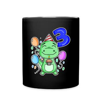 3 years old - Dinosaurs - 3rd birthday gift - Full Colour Mug - black - Front