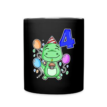 4 years old - Dinosaurs - 4th birthday gift - Full Colour Mug - black - Front
