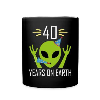 40 ans Anniversaire Femmes Hommes Alien Ufo Drôle - Mug uni - noir - Devant