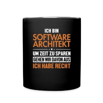 Software Architekt hat immer Recht Software - Tasse einfarbig - Schwarz - Vorne