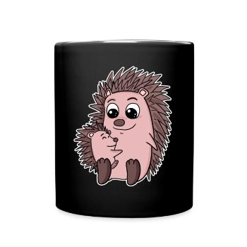Famille hérisson - Hérisson avec bébé - Motif hérisson - Mug uni - noir - Devant
