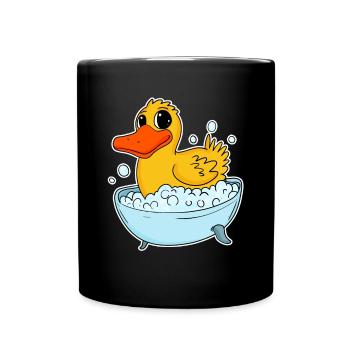 Rubber Duck Bathing Kids Toddler - Full Colour Mug - black - Front