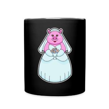 Schwein Braut Schleier Hochzeit - Tasse einfarbig - Schwarz - Vorne
