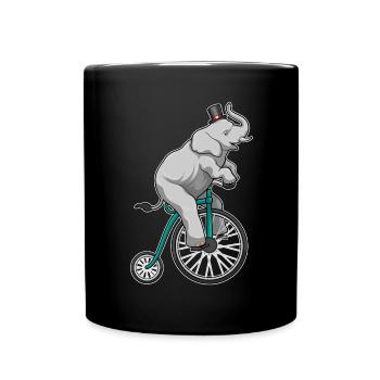Elefant Zirkus Hochrad - Tasse einfarbig - Schwarz - Vorne