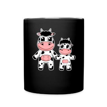 Famille vache - Vache avec bébé - Motif vache - Mug uni - noir - Devant