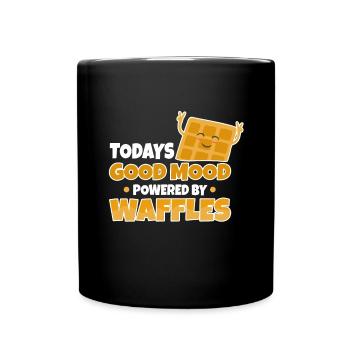 Powered by Waffles - Tasse einfarbig - Schwarz - Vorne