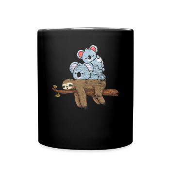 Sloth Koala Gift - Full Colour Mug - black - Front
