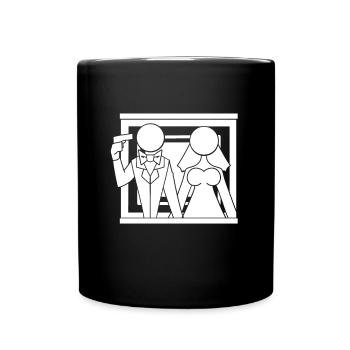 JGA Braut Bräutigam Heirat Game Over Geschenk - Tasse einfarbig - Schwarz - Vorne