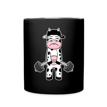 Bodybuilder Cow Fitness Motivation Cadeau - Mug uni - noir - Devant