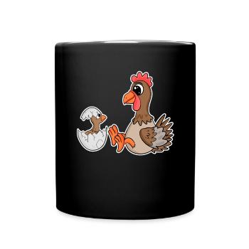 Poulet avec bébé poulet - Mug uni - noir - Devant