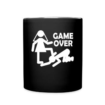 JGA Braut Bräutigam Heirat Game Over Geschenk - Tasse einfarbig - Schwarz - Vorne