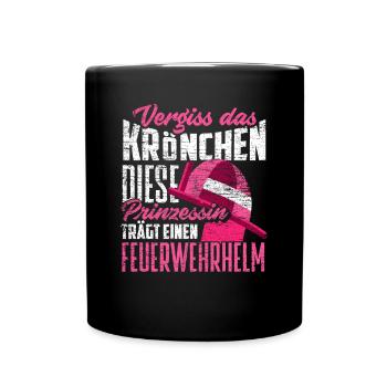 Frauen Feuerwehrfrau Feuerwehr - Tasse einfarbig - Schwarz - Vorne